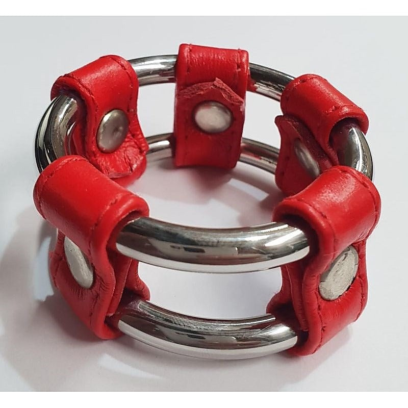 Plain Tube Steel Double Cock Ring Red by Hell's Couture - Cock Rings