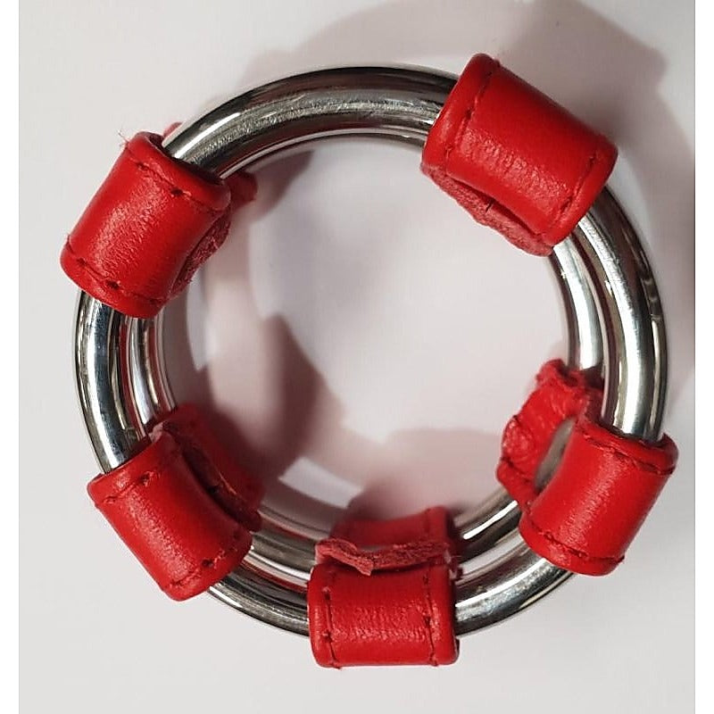 Plain Tube Steel Double Cock Ring Red by Hell's Couture - Cock Rings