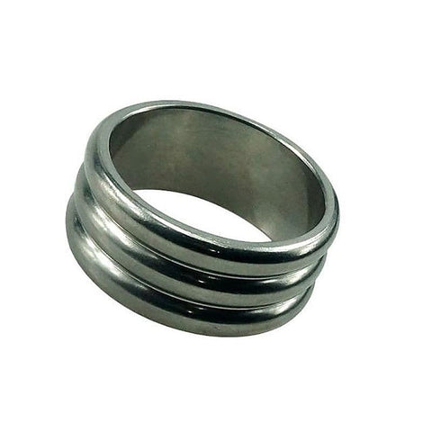 Deep Grooved Steel Cock Ring By Hell'S Couture - Cock Rings