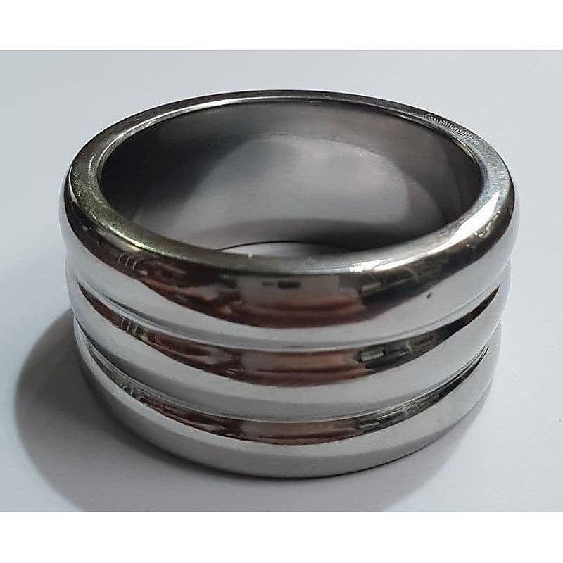 Deep Grooved Steel Cock Ring By Hell'S Couture - Cock Rings