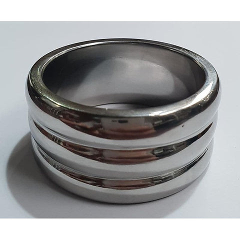 Deep Grooved Steel Cock Ring By Hell'S Couture - Cock Rings