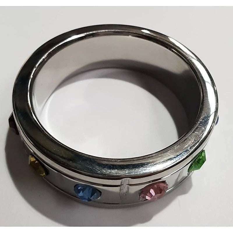Jewelled Brick Steel Cock Ring By Hell'S Couture - Cock Rings