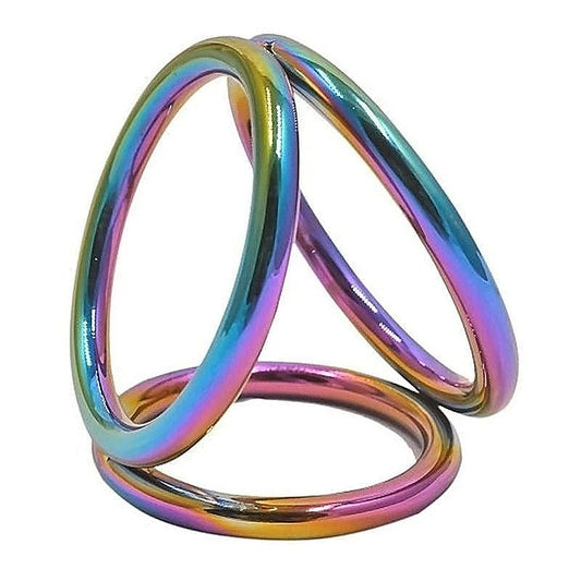 Rainbow Triple Cock and Ball Ring - Cock Rings