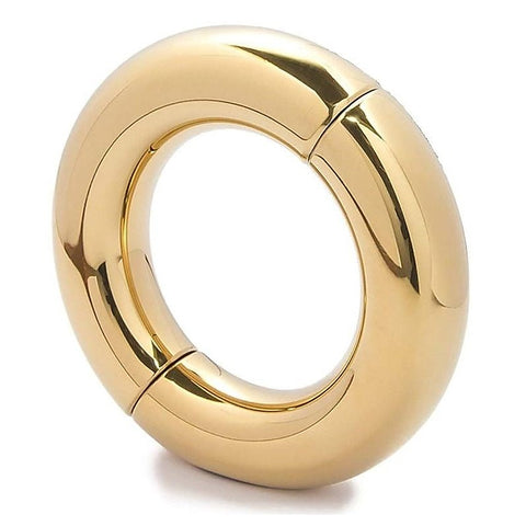 Oval Ball Metal Stretcher Gold By Hell'S Couture - Ball and Cock Toys