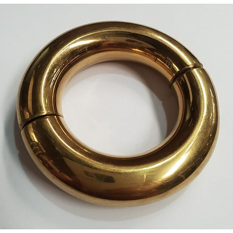 Oval Ball Metal Stretcher Gold By Hell'S Couture - Ball and Cock Toys