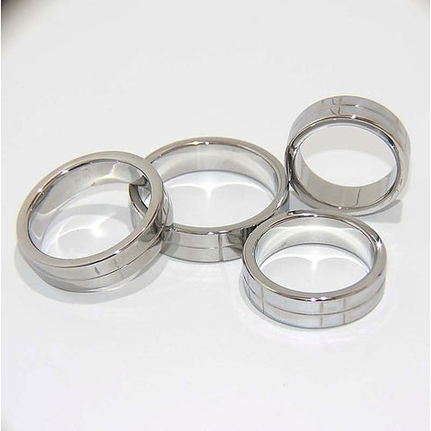 Steel Grooved Cock Ring By Hell'S Couture - Cock Rings