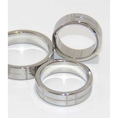 Steel Grooved Cock Ring By Hell'S Couture - Cock Rings