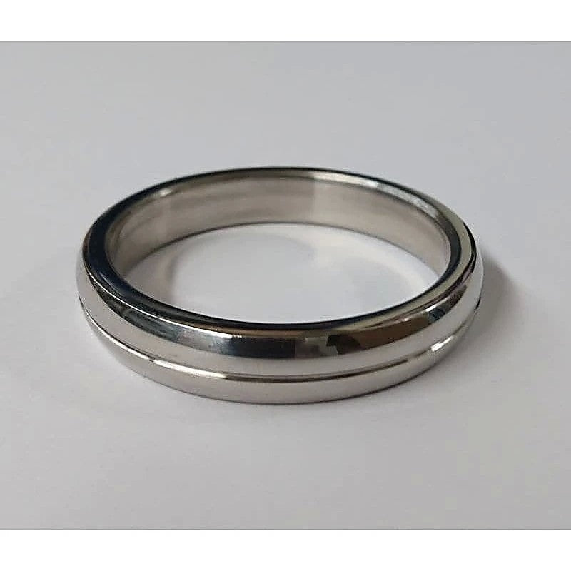 Donut Steel Cock Ring Grooved By Hell'S Couture - Cock Rings