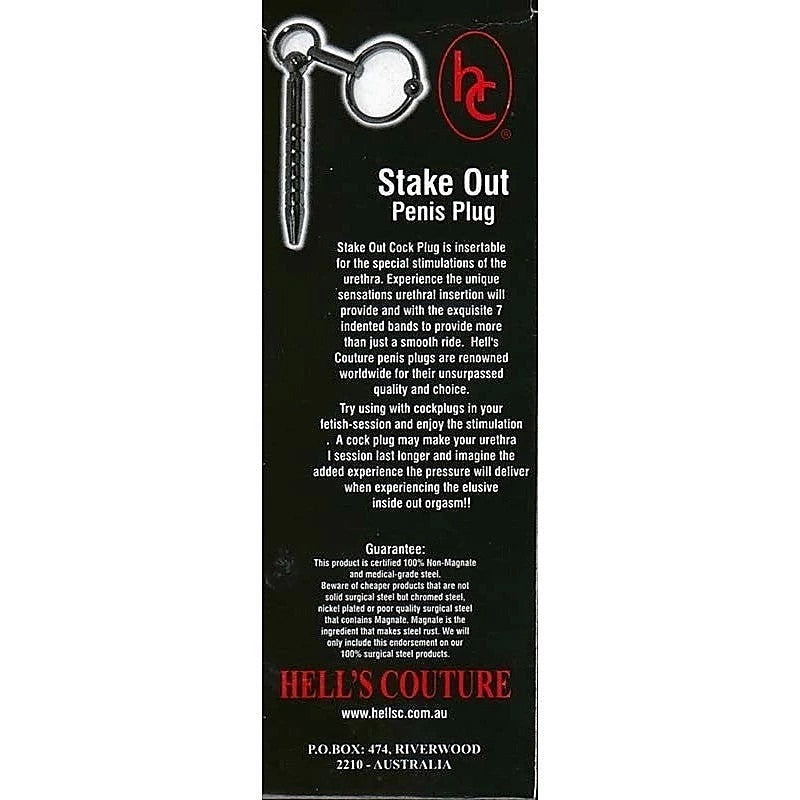 Stake Out Penis Plug With Glans Ring By Hell'S Couture - Penis Plugs