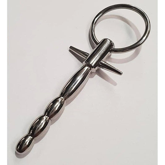 Behind Kink Waving Penis Plug with T Bar and Ring - Penis Plugs