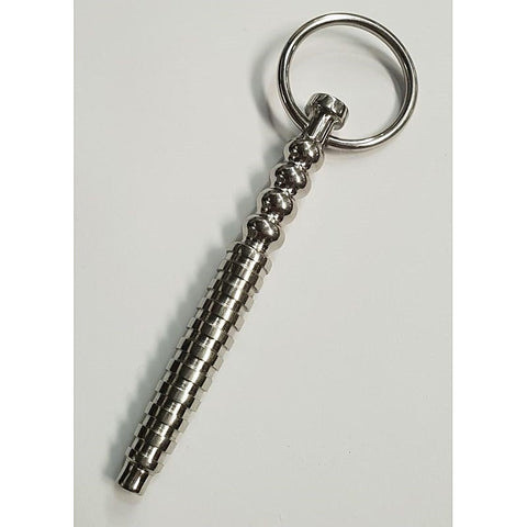 Head Quarters Ribbed Metal Cum Thru Penis Plug - Penis Plugs
