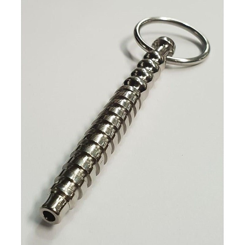Head Quarters Ribbed Metal Cum Thru Penis Plug - Penis Plugs