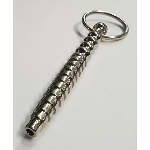 Head Quarters Ribbed Metal Cum Thru Penis Plug - Penis Plugs