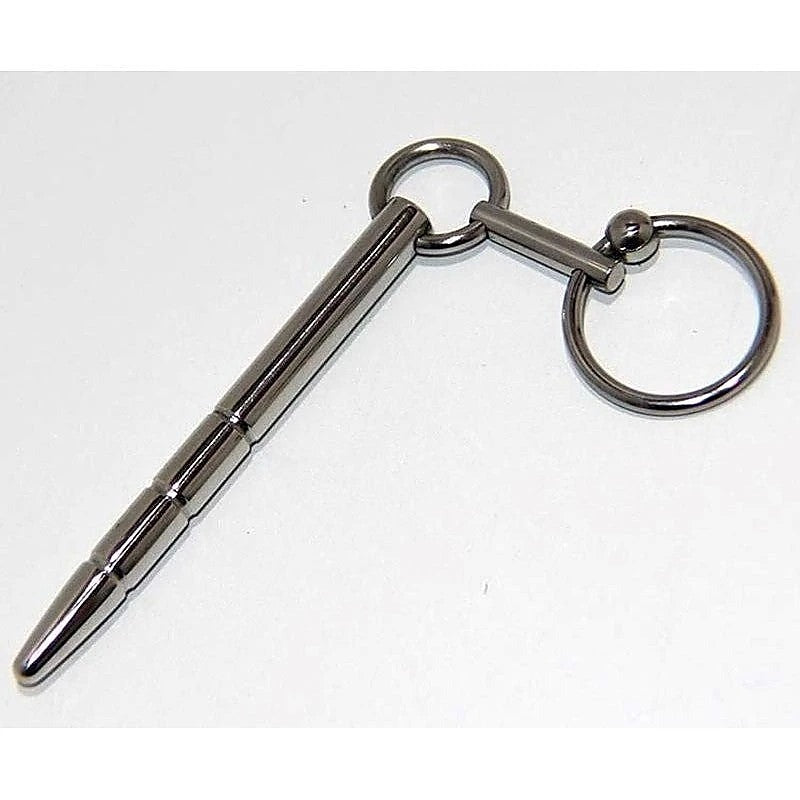 Xtube Steel Ribbed Penis Plug Wand with Glans Ring - Penis Plugs