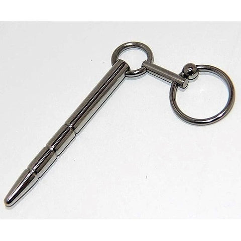 Xtube Steel Ribbed Penis Plug Wand with Glans Ring - Penis Plugs