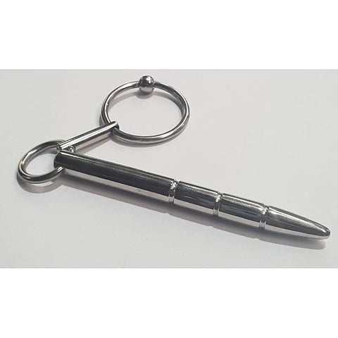Xtube Steel Ribbed Penis Plug Wand with Glans Ring - Penis Plugs