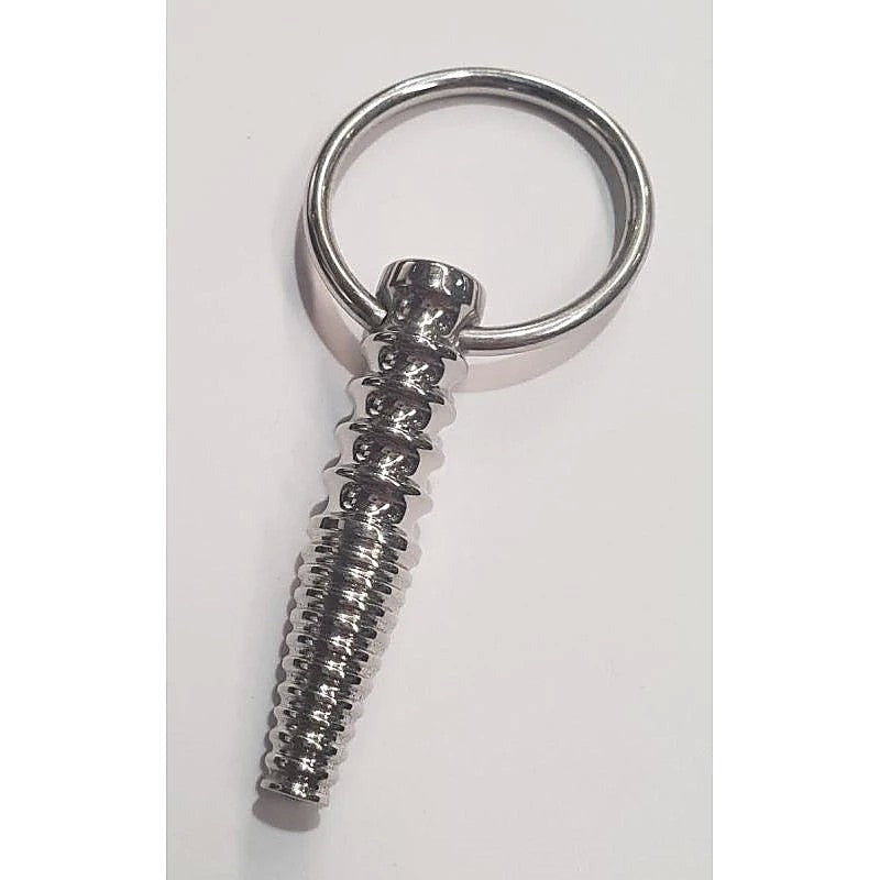 Ribbed Metal Penis Plug With O-Ring By Hell'S Couture - Penis Plugs