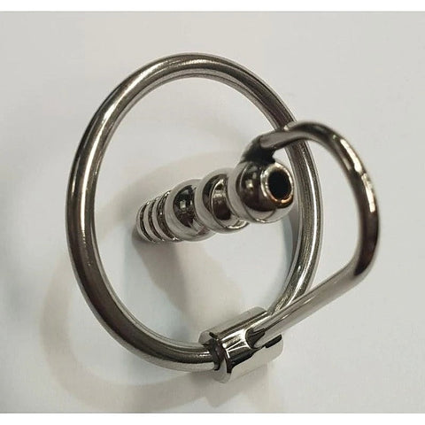 Round Tip Ribbed Penis Plug & Glans Ring By Hell'S Couture - Penis Plugs