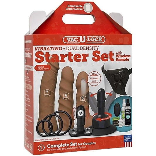 Vac-U-Lock Vibrating Dual Density Starter Set Caramel - Strap On Sextoys