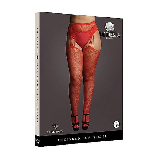 Suspender Rhinestone Pantyhose By Shots Toys - Hosiery