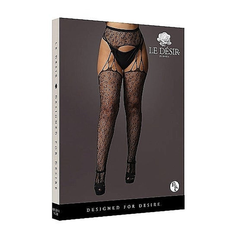 Suspender Leopard Pantyhose By Shots Toys - Hosiery