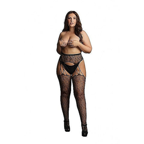 Suspender Leopard Pantyhose By Shots Toys - Hosiery