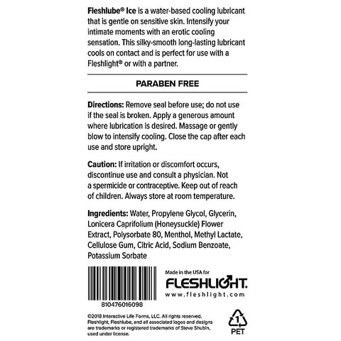 Fleshlube Ice Water Based Lubricant By Fleshlight - Water Based Lubes