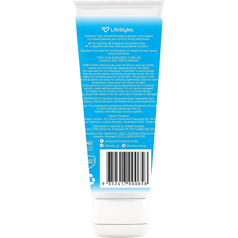 LifeStyles Silky Smooth Lubricant 100g by Ansell - Water Based Lubes