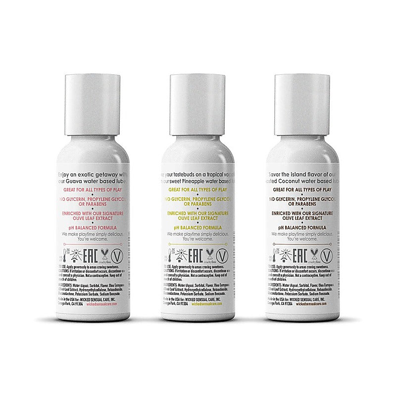 Wicked Simply Tropical Trio Flavoured Water Based Lubricants - Water Based Lubes