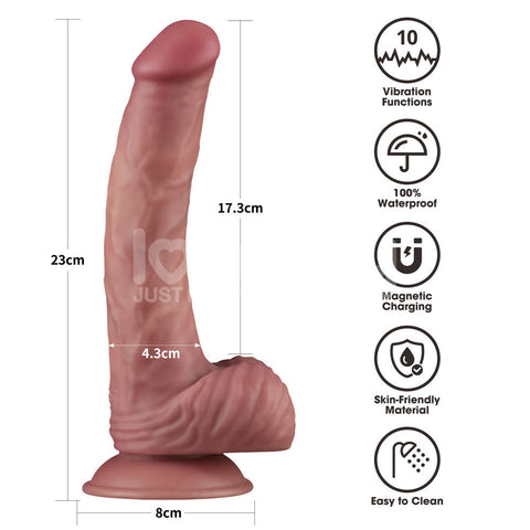 Lovetoy Dual Density 9 Inch Vibrating Realistic Power Cock