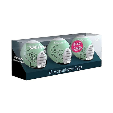 Riffle 3 Piece Mens Masturbator Eggs By Satisfyer - Masturbators and Strokers