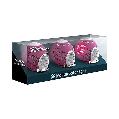 Bubble 3 Piece Male Masturbator Egg Set By Satisfyer - Masturbators and Strokers