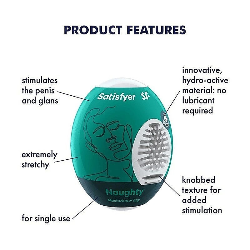 Naughty 3 Pack Male Masturbator Eggs By Satisfyer - Masturbators and Strokers