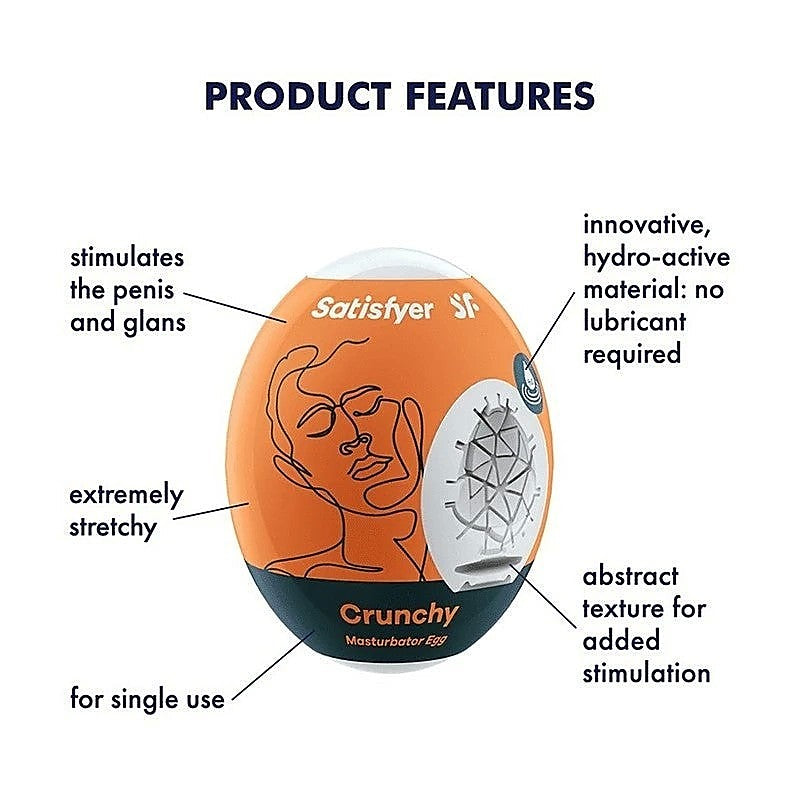 Crunchy 3 Piece Mens Masturbator Egg Set By Satisfyer - Masturbators and Strokers