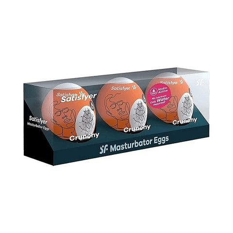 Crunchy 3 Piece Mens Masturbator Egg Set By Satisfyer - Masturbators and Strokers
