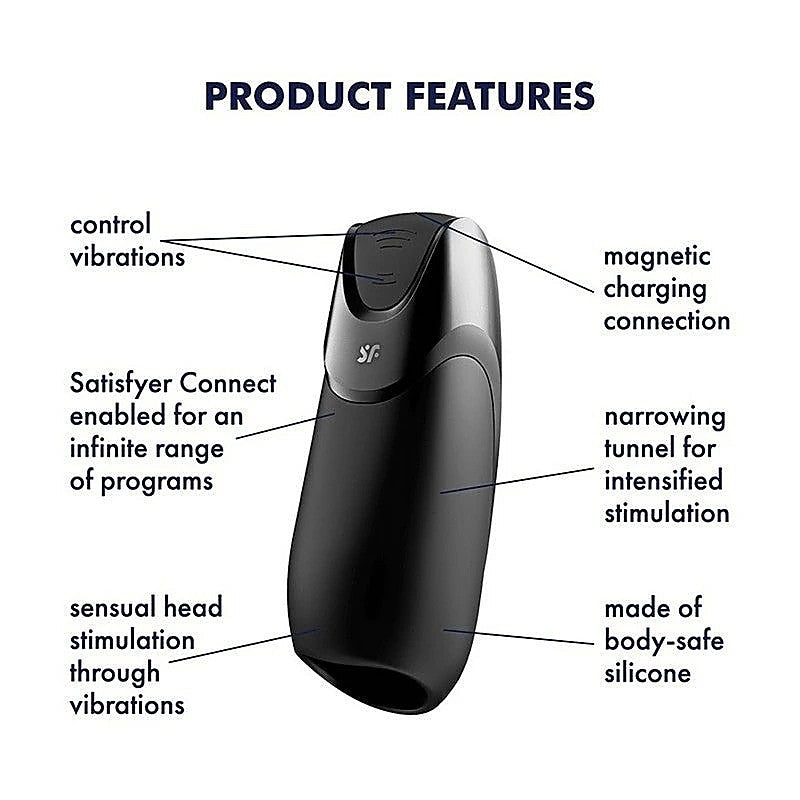 Satisfyer Men Vibration + App Controlled Male Stroker - Masturbators and Strokers