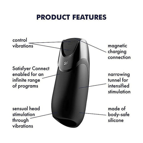 Satisfyer Men Vibration + App Controlled Male Stroker - Masturbators and Strokers