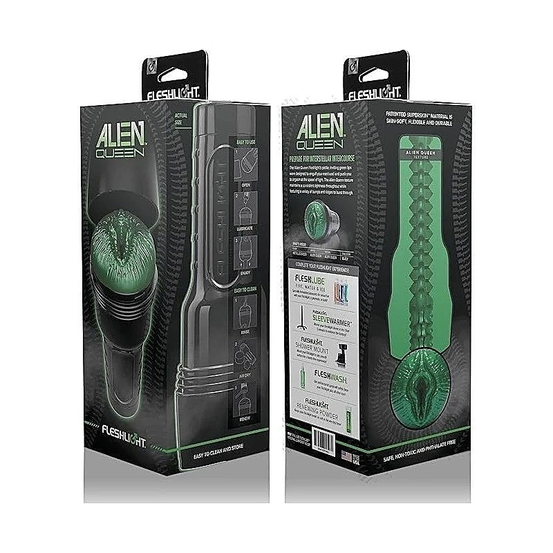 Fleshlight Freaks Alien Queen Green Metallic Mens Masturbator - Realistic Butts And Vaginas