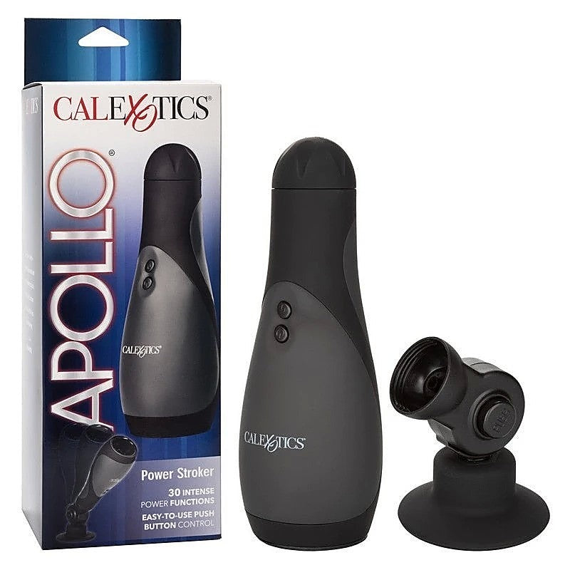 Apollo Power Vibrating Male Stroker Black - Masturbators and Strokers