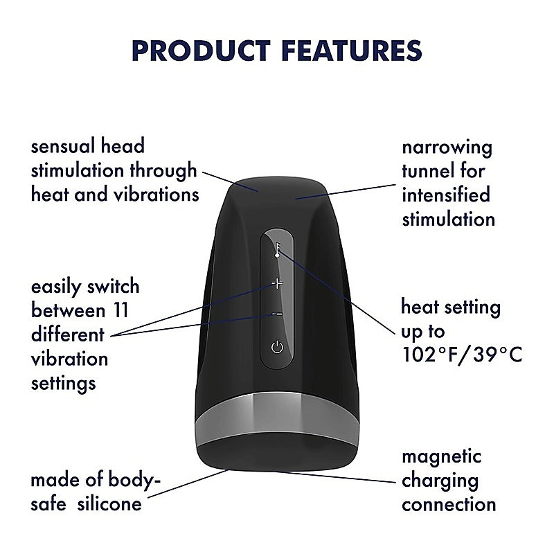 Men Heat Vibration Male Masturbator by Satisfyer - Masturbators and Strokers