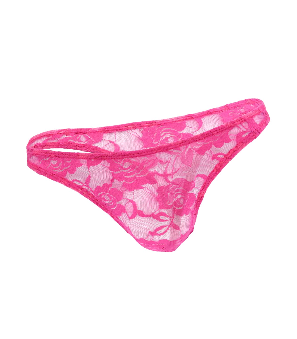 Love In Leather Mens Full Lace Sexy G-String Hot Pink - - Jocks and G-Strings