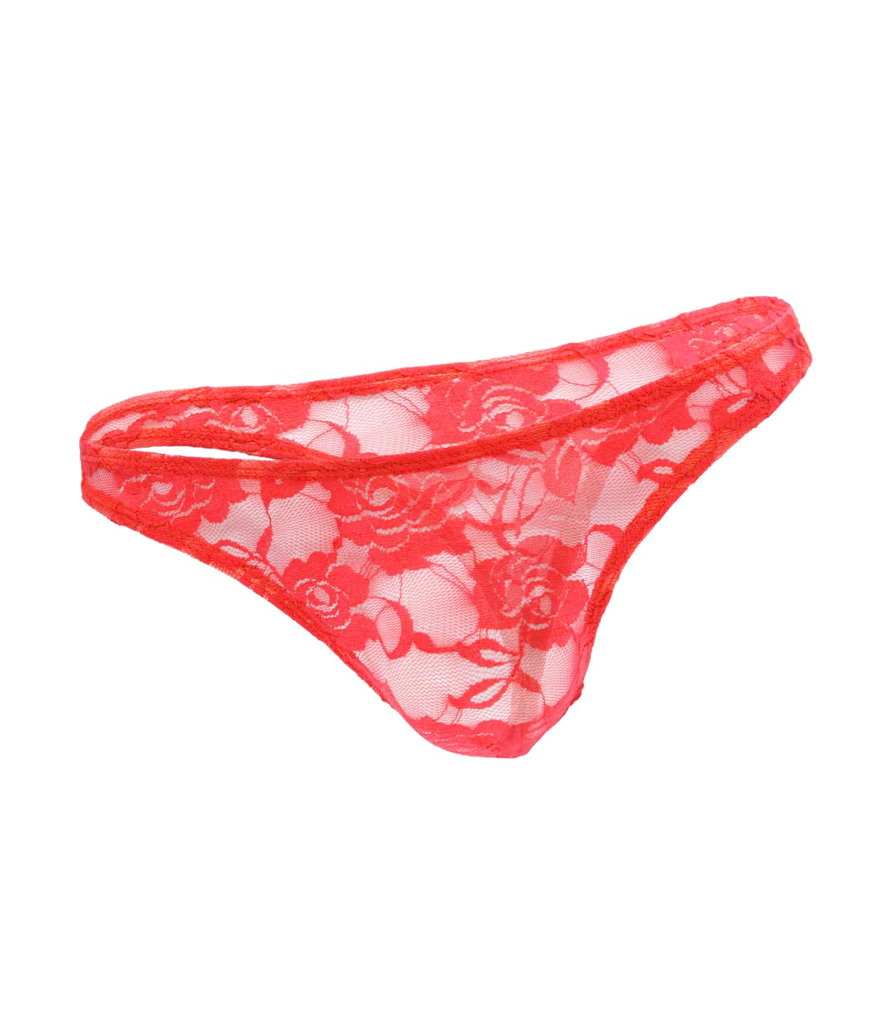 Love In Leather Mens Full Lace Sexy G-String Red - - Jocks and G-Strings