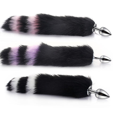 MultiColor Fox Tail Steel Anal Plug - Steel Sex Toys