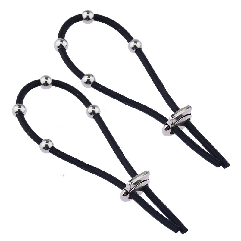 Cock Ball and Frenulum Electrostimulator Ties - Silver - Electro Sex