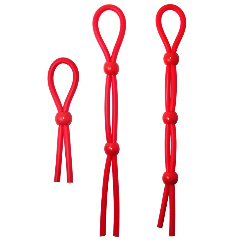 Red Adjustable Penis Ties - - Cock Rings