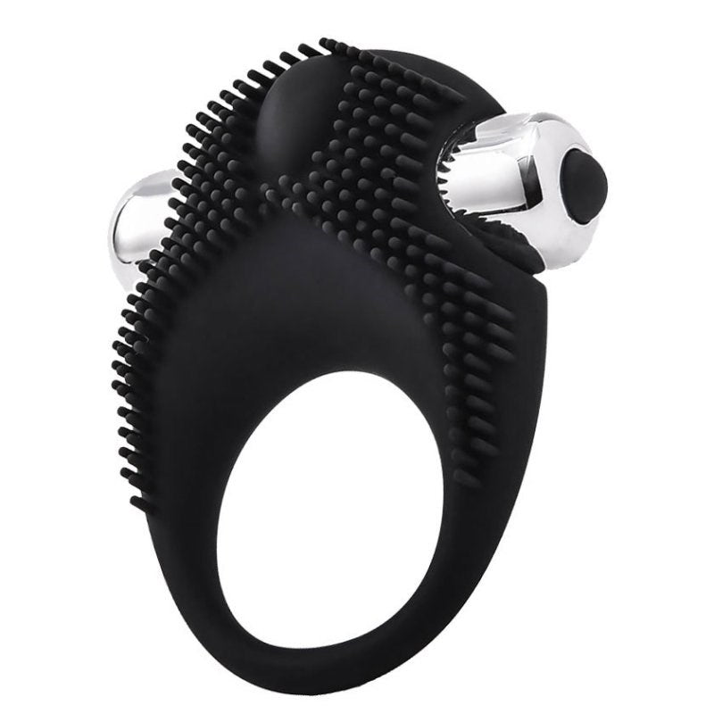 Silicone Stimulation Cock Ring - Black - Ball and Cock Toys