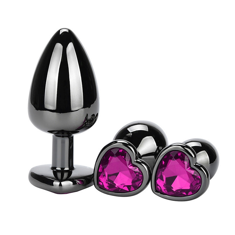 Heart Jeweled Black Stainless Steel Butt Plug Small - Butt Plugs