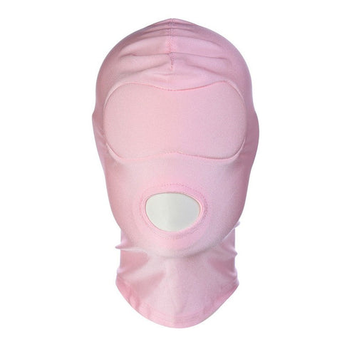 Spandex Open Mouth Hood With Padded Blindfold - Bondage Hoods