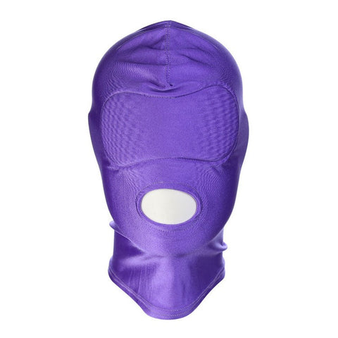 Spandex Open Mouth Hood With Padded Blindfold - Bondage Hoods