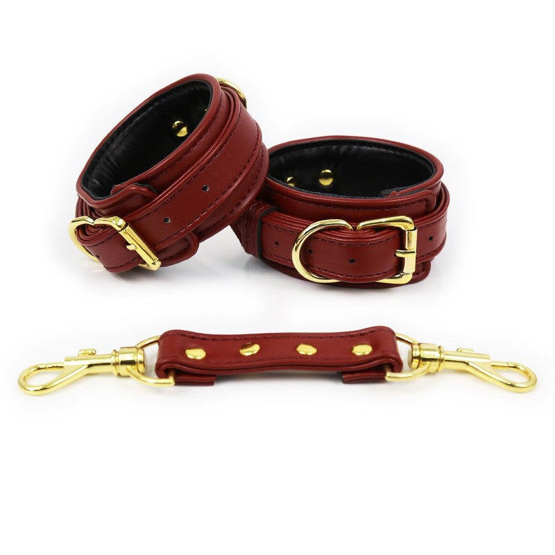 Pin Lock Heavy Cuffs - Wrist Or Ankle Restraints - Claret Wrist - Collars And Cuffs